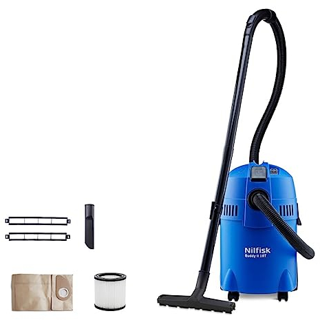 Nilfisk Buddy II 18L T Wet and Dry Vacuum Cleaner - Home, Garden & Car Cleaner - Suction & Blowing Functions for Indoor & Outdoor (1200 W)