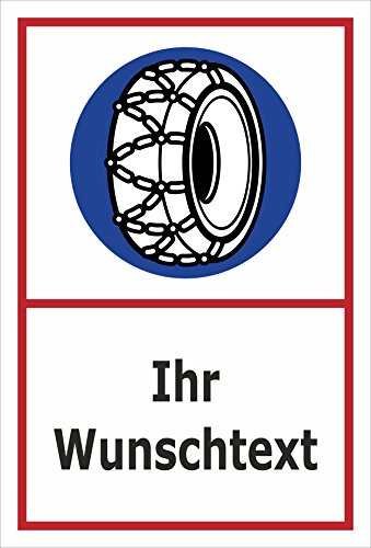 Melis-Folienwerkstatt Schild Schneeketten - Wunschtext - 30x20cm - 3mm Aluverbund – 20 VAR S00018-112-B