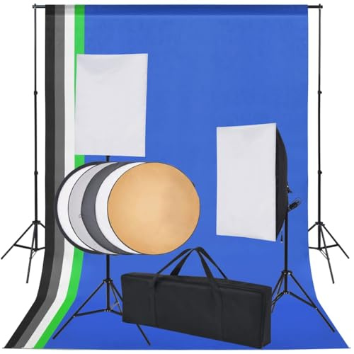 vidaXL Fotostudio Set Hintergrundsystem Studioleuchte Softbox Stativ Reflektor