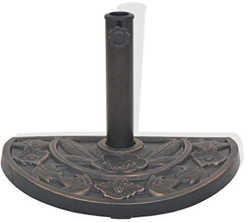 Festnight Pied de Parasol en Résine Demi-Cercle Bronze 9 kg