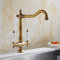 FZHLR Grifo De La Cocina De Bronce Antiguo Grifo Del Fregadero De Latón Giratorio De Cerámica De La Manija De Doble Grifo De La Cocina/Baño De Mezclador Del Lavabo Grifo Llave