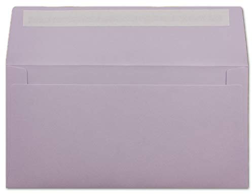 25 DIN Lang Brief-Umschläge Flieder - 11 x 22 cm - 120 g/m² Haftklebung Standard Brief-Kuverts für Taufe & Einladungen von Ihrem Glüxx-Agent