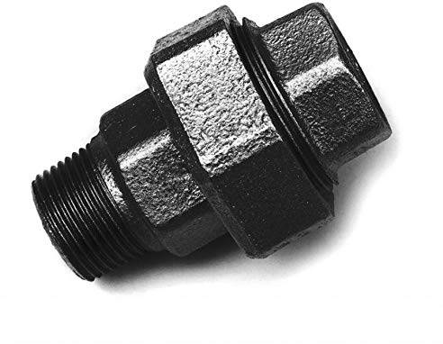 KNM TRADE - Temperguss Schwarz Gewindefittings Verschraubung flachdichtend IG-AG, 1