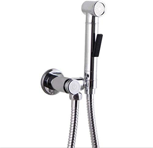 SLRMKK Hand-Bidet-Sprühgerät, Hand-Bidet-Bidet-Wasserhähne mit Absperr- und Edelstahl-Duschschlauch und Handset-Halter - Alle Kupfer-Booster-Sprühdüsen-Sprühkopf Wascharsch-Spülhahn