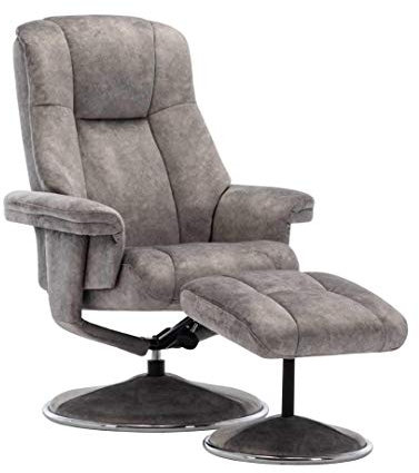 Morris Living The Denver Swivel Recliner Chair & Footstool - Fabric - Elephant