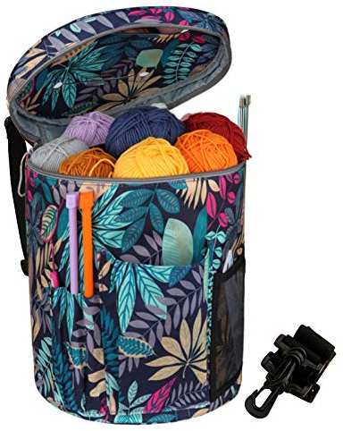 Coopay Knitting Bag for Crochet Projects, Wool and Needles Storage With Pocket for Accessories, Yarn Organizer Craft Bag, Rainforest
