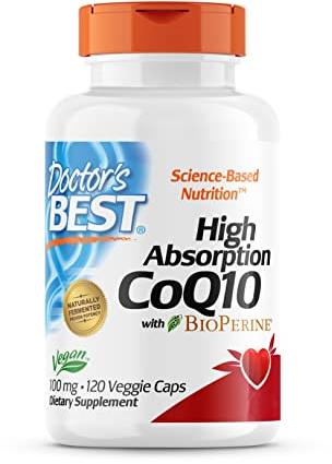 Doctor's Best, High Absorption CoQ10 mit BioPerine, 100 mg, 120 vegane Kapseln, Pflanzlich, Coenzym Q10, Laborgeprüft, Glutenfrei, Ohne Gentechnik