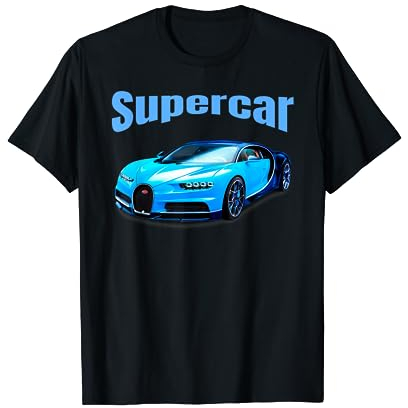 Fun Supercar t-shirt für Kinder und Erwachsene, Jungen und Mädchen - Unisex T-Shirt - Schwarz - S - Crew Neck Halblang - Supercar-Druck - Sportlich Klassisch - Halbarm - Klassische Passform - Imported