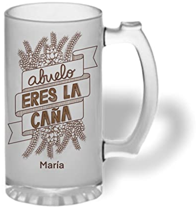 Bee Ingenious Jarra cerveza personalizada de cristal esmerilado. Jarra de cerveza original. Colección familiares. (Abuelo)