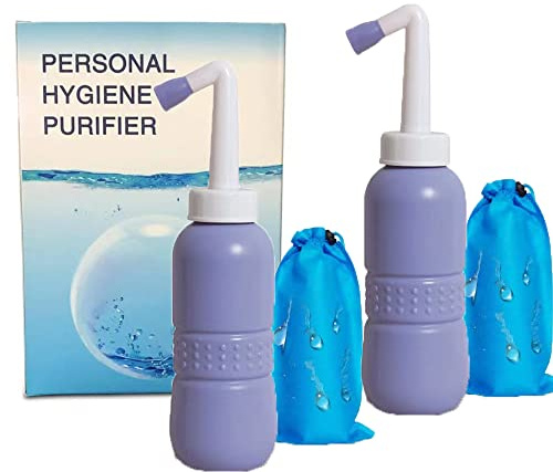 Portable Bidet Sprayer，Travel Bidet Bottle for Personal Hygiene Handheld ，Bidet Spray with No Air Lock Bottom Wiper Bottle(2 Pack) (2)
