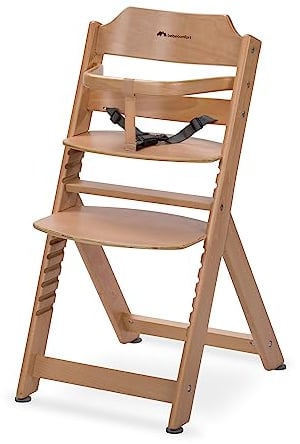 Bebeconfort Timba Basic Kinderhochstuhl Mitwachsend, 6 Monate - 10 Jahre, bis 30 kg, Hochstuhl Baby, Verstellbarer Sitz & Fußstütze, Abnehmbarer 3-Punkt-Sicherheitsgurt, für Timba Baby, Naturholz