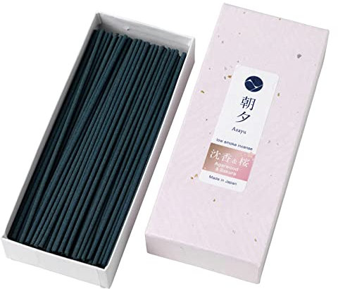 Asayu Japan Bastoncini di Incenso Giapponesi a Basso Fumo Profumo di Fiori di Ciliegio Sakura e Miscela Premium di Legno di Agar Oud, Fatti in Giappone (Sakura and Agarwood Premium Blend 40g)