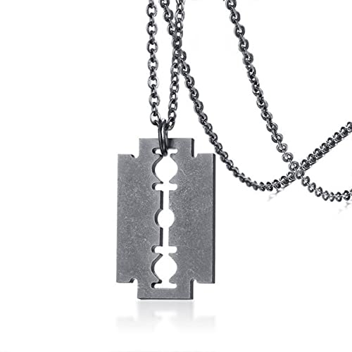 HCMA Vintage Oberfläche Steampunk Rasierklinge Halskette Männer Titan Stahl Rasierer Form Halsketten Anhänger Punk Rock Schmuck