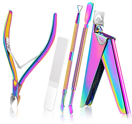 Alle's Coupe-Ongles en Acrylique, Avec Lime à Ongles en Verre, Ciseau Cuticules Professionnel et Repousse-Cuticules, Vernis à Ongles Gel Polish Remover,Ongles en Gel, Manucure & Pédicure Outils