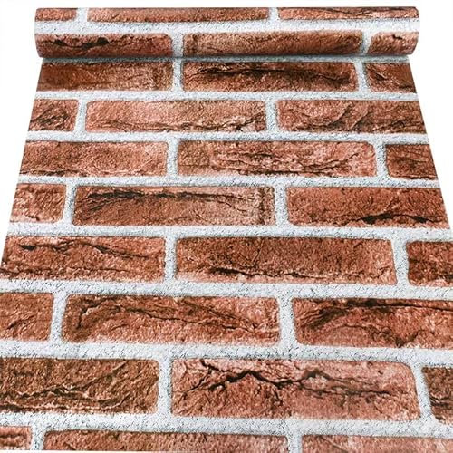 Visario Tapeten Folie 3000-S selbstklebend 10m x 45cm Ziegelsteine Dekorfolie Möbelfolie Tapete 3077