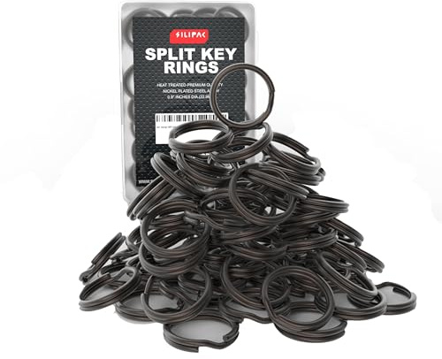 Silipac Keyrings 100PCS Bulk Steel Round Metal 1 inch Split Ring Heavy Duty Keychain Dealer Lanyard Car Key DIY Tag Jumprings