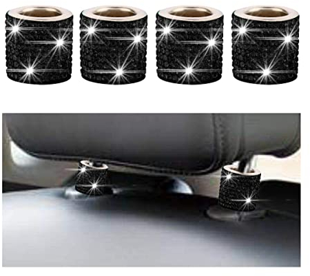 CGEAMDY Auto Kopfstützen Halsbänder, Kristall Strass Kopfstütze Ringe, Persönlichkeit Bling Strass Autositz Kopfstütze, Kristall Autositz Kopfstütze Kragen(Schwarz)