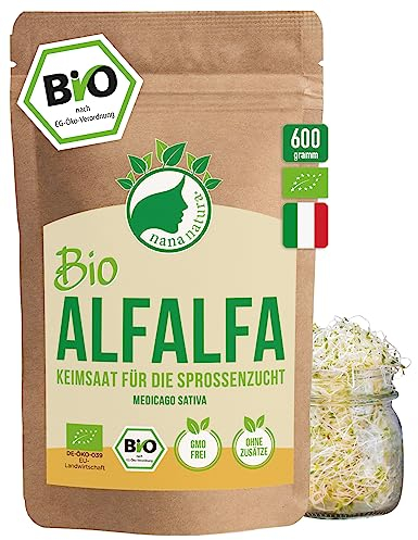 NanaNatura 's Semi da germogliare Bio | per la coltivazione di germogli | con un tasso di germinazione superiore | Microgreens (erba medica medica, 600g)