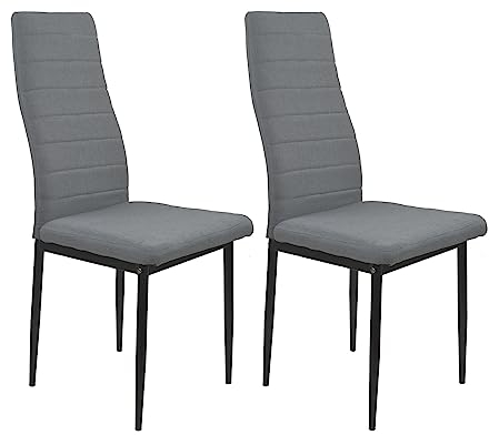 HTI-Living Stuhl Memphis Webstoff 2er-Set Esszimmerstuhl Metallgestell Vierfuß Grau