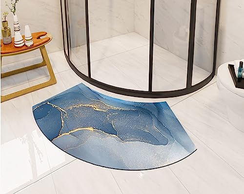 Kewing Tapis De Bain En Pierre De Diatomite, Tapis De Bain Incuvé À Séchage Rapide Pour Douche, Tapis De Sol En Forme De Ventilateur Absorbant Marbré Antidérapant, 45*90cm