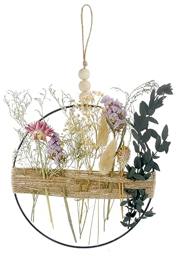 TNSLAND Türkranz Kranz Deko Girlande Türkranz Hängende Metall Blumenkranz Künstliche Blumen Orchidee Kranz Frühlingsdeko Wandkranz Metall Künstliche Blumenkranz Türschild Wandkranz für Haustüre