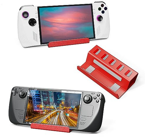 Support de Bureau Portable Console pour ASUS Rog Ally/Steam Deck/Switch, Support antidérapant pour Console de Jeu Support de Base pour Station d'accueil (Rouge)