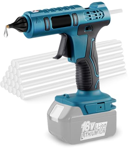 Akku Heißklebepistole Kompatibel mit Makita BL1860B BL1850B BL1840B BL1830B 18V Lithium-Akku, 100W Kabellose Klebepistole mit 20 Stück Klebestiften, Schnelle Erwärmung (Ohne Akku, Ohne Ladegerät)