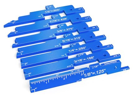 Router Table Setup Bars, Upgrade 7pcs Aluminum Precision Router Table Setup Block, Router Setup Gauge, Router Setup Bar for Woodworking Setup Table Saw Angle & Drill diameter Measuring (Blue)