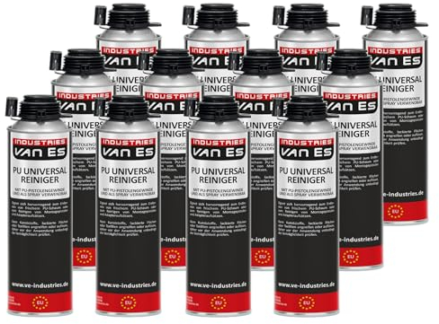 VE-INDUSTRIES PU-Universalreiniger | Schaumreiniger für PU-Schaumpistolen | Pistolenreiniger | Reinigungsmittel | Ventile & Oberflächen | 500ml (6)