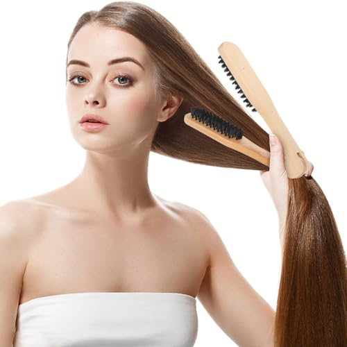 DOITOOL Cepillo Para Alisar El Pelo Peine Para Alisar El Cabello De Madera Cepillo Antiestático Para Secado Y Peinado Herramienta De Peluquería Para Mujer 8.66 Pulgadas
