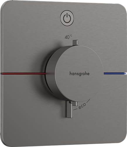 hansgrohe ShowerSelect Comfort Q - Thermostat Unterputz, Armatur mit Sicherheitssperre (SafetyStop) bei 40° C, Thermostat, Mischbatterie für 1 Verbraucher, Brushed Black Chrome