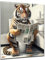 DARO Design - Bilder Deko Gäste WC Wandbild Badezimmer Bad Toilette Kunstdruck Bild auf 6mm HDF 56x84 cm Tiger Wanddeko - lustige Wandbilder Leinwand Poster Aesthetic Room Decor