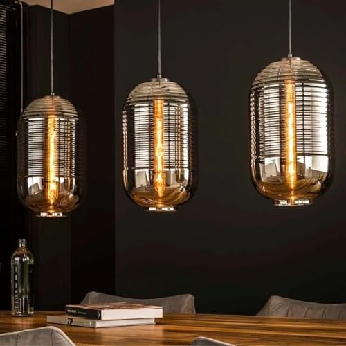 famlights Retro Pendellampe Kawelo für Esstisch/Hängeleuchte rustikal/Vintage Pendelleuchte/Esszimmerlampe industrial/Dimmbar 3- flammige Hängelampe Glas/Deckenleuchte/Pendelleuchte E27