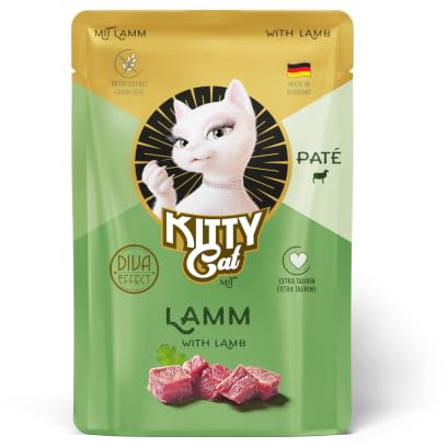 KITTY Cat Paté Lamm, 6 x 85 g, Nassfutter für Katzen, getreidefreies Katzenfutter mit Taurin, Lachsöl und Grünlippmuschel, Alleinfuttermittel mit hohem Fleischanteil, Made in Germany
