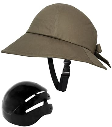 harayaa Fahrradhelm für Erwachsene, Helm, Huttyp, Helm in Hutform, für, Damen, Schule, Grün