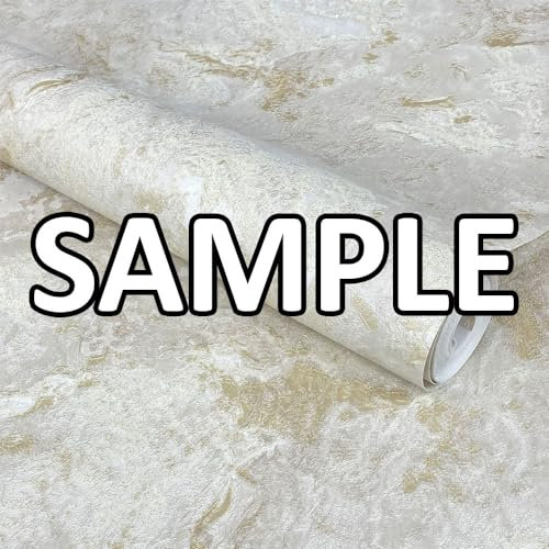 World of Wallpaper Luxe Collection Cream/Gold Marble Sample - Heavyweight Vinyl Wallpaper - Modern Luxury Wallpaper for Living & Bedroom