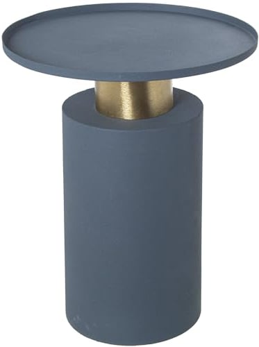 DRW Beistelltisch aus emailliertem Metall in Blau und Gold, 36 x 36 x 46 cm