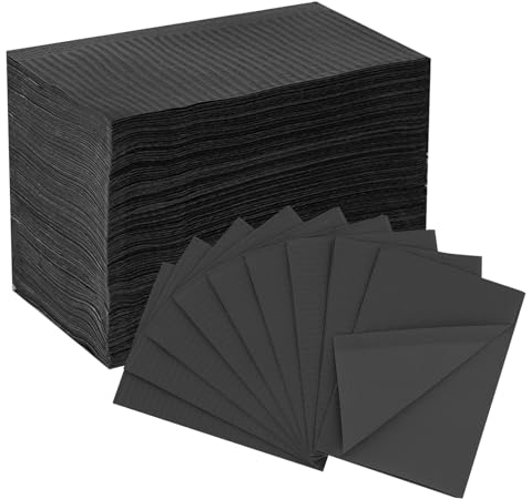 EZ TATTOO Zahnärztliche Lätzchen Einweg 33cmx45cm - 125 Stück 3 Lagen Wasserdichte Tattoo Lätzchen Blatt für Nagelstudio, Zubehör für Nagel und Wimperntechnik für Tätowierbedarf (Schwarz)