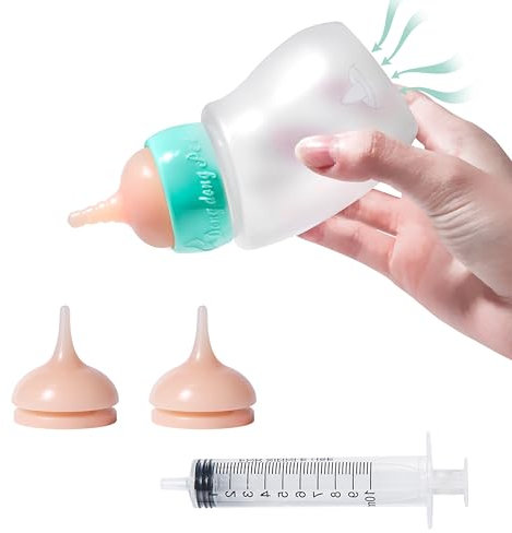 Bubble milk bowl Doggiema Puppy Feeder Bottle, Silicone Feeding Nipple and Syringes for All Breeds of Puppies and Other Animals