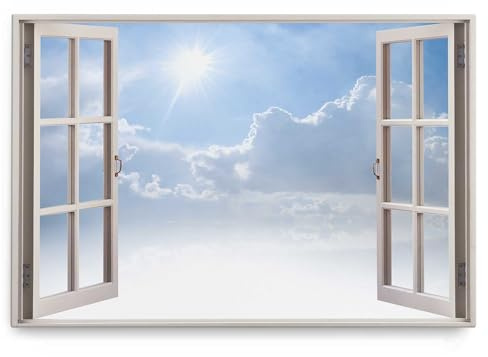 Paul Sinus Wandbild 120x80cm Fensterbild Himmel Wolken Sonne Sonnenschein Blau