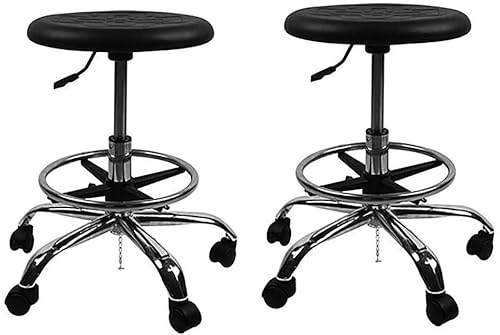 Hocker mit Rollen, Rollstuhl, Büro, Salon, Tattoo, Küche, Massage, Arbeit, bequemer runder Sitz, höhenverstellbar, drehbar, robuster Stuhl (A*2)