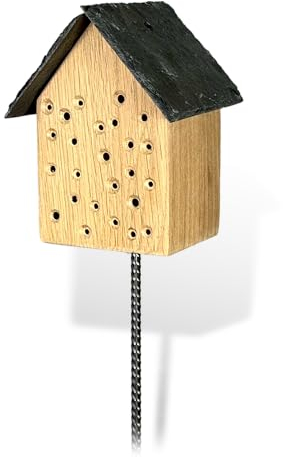 GARTENETAGE Wildbienenhotel mit Schieferdach/Naturbelassenes, massives Insektenhaus & Bienenhotel/Nisthilfe & Artenschutz