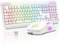 RedThunder K20 Combo teclado y ratón inalámbricos, teclado Full-Size Anti-ghosting con teclas multimedia + ratón óptico 7D 4800DPI, juego de juego/oficina RGB recargable para PC, portátil, Mac,