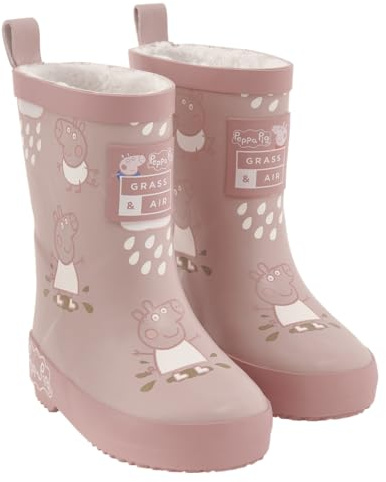 Grass & Air Kids Wellies, Peppa Pig Colour-Changing Childrens Rain Boots, Peppa Pink