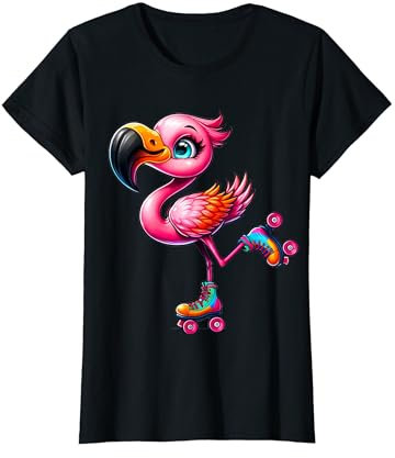 Rollschuhe Flamingo | Lustiges Rollschuh Design für Mädchen T-Shirt