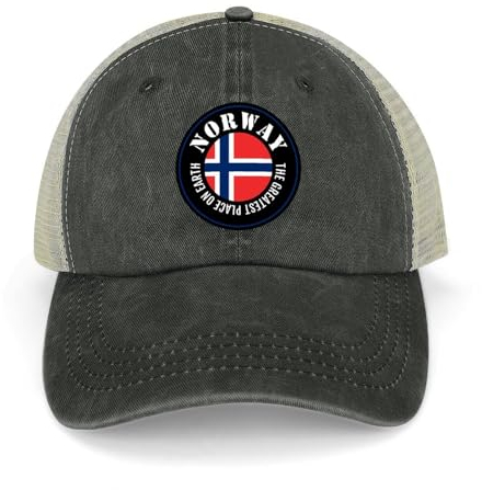 Yelolyio Outdoor Cap Herren Mesh Back Ballcap The Greatest Place On Earth Norwegen Baumwolle Caps Norwegen Flagge Caps Baseballmützen Angelmützen Mesh Caps Outdoor Sport Caps, Schwarz , 1-5
