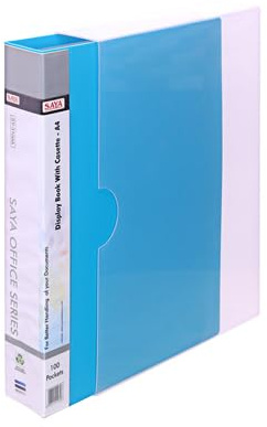Saya Porte-vues A4 à 100 pochettes | Organiseur professionnel avec pochettes transparentes pour certificats, illustrations, partitions de musique et rapports | Classeur polyvalent | Design vert