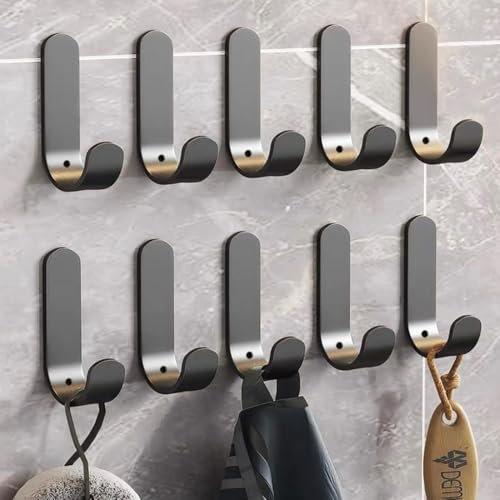 Arimaka 10 Pezzi Ganci Adesivi,Gancio Resistente all'Acqua per Appendere Gancio Multiuso per Pesi Massimi, Senza Forare Gancio Appendiabiti Ganci in Acciaio Inox.Ganci per Bagno e Cucina