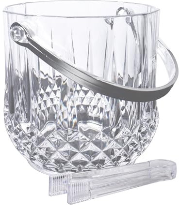 Dmnnlp 1.2L Acryl- Eiswürfelbehälter mit Zange,Champagnerkübel Eiswürfel-Kühler für Haushalt, Bar, Party- klar