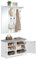 VASAGLE Schuhbank Wandgarderobe Set, Garderobe mit Spiegel, 8 Doppelhaken, Schuhschrank mit verstellbaren Ablagen, Doppeltüren, Sitzbank, Sitzpolster abnehmbar, 82 cm breit, wolkenweiß LSC010W01
